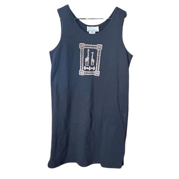 Vintage Foot Prints size M Giraffe Art shift dress! - Picture 1 of 7